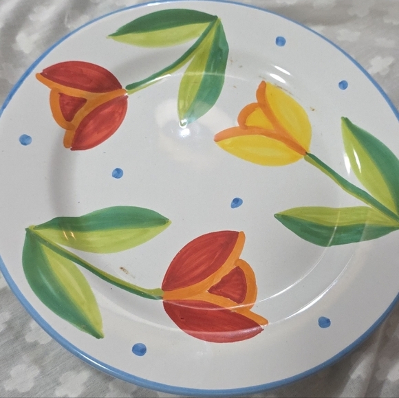 11" Italy L.V. vintage Tulip retired Plate Design Lillian Vernon. ... No Fan - Picture 12 of 12